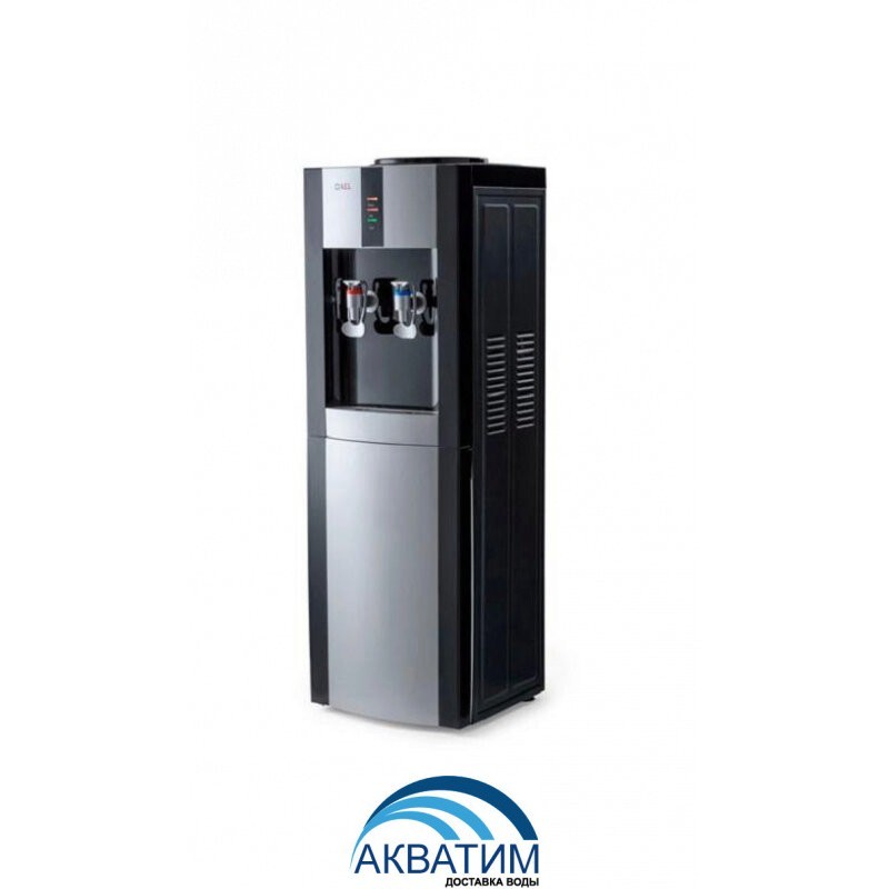 Кулер для воды напольный с электронным охлаждением и шкафчикомLD-AEL-47c black/silver с шкафчиком